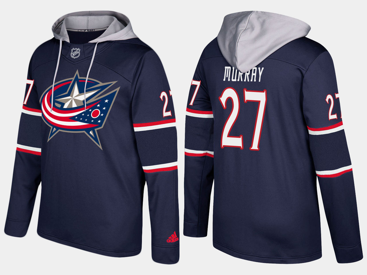 Men NHL Columbus blue jackets #27 ryan murray  navy blue  hoodie